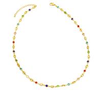Cubic Zircon Micro Pave Brass Necklace, with 2 extender chain, 18K gold plated, different styles for choice & micro pave cubic zirconia & for woman, mixed colors, nickel, lead & cadmium free, 10x5mm, Length:17.7 Inch, Sold By PC