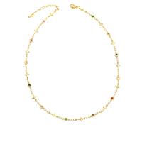 Cubic Zircon Micro Pave Brass Necklace with 2 extender chain 18K gold plated & micro pave cubic zirconia & for woman mixed colors nickel lead & cadmium free Length 17.7 Inch Sold By PC