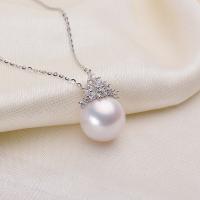 Freshwater Pearl Pendants with Brass Round plated fashion jewelry & with rhinestone 12-13mm Sold By PC