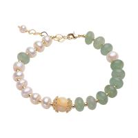 Freshwater Cultured Pearl Bracelet Freshwater Pearl with Freshwater Pearl & Brass Flat Round gold color plated for woman white 7-8mm Length 7.1 Inch Sold By PC