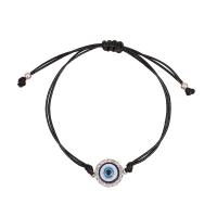 Evil Eye Jewelry Bracelet Zinc Alloy with Wax Cord plated 2 pieces & adjustable & for woman & with rhinestone mixed colors nickel lead & cadmium free Length 16-30 cm Sold By Set