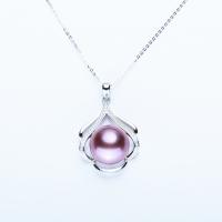 Freshwater Pearl Pendants with Brass Round silver color plated fashion jewelry & with rhinestone purple 13-14mm Sold By PC