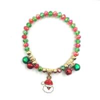 Christmas Holiday Bracelet, Crystal, with Tibetan Style, Santa Claus, gold color plated, Christmas Design & elastic & Unisex & enamel, mixed colors, Length:7.1 Inch, Sold By PC