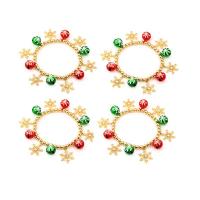 European Bracelet Zinc Alloy Snowflake gold color plated Christmas Design & for woman & enamel & with rhinestone mixed colors nickel lead & cadmium free Length 7.1 Inch Sold By PC