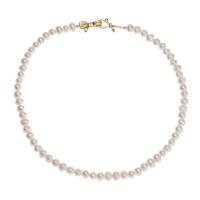 Slatkovodni Pearl Brass Chain Ogrlica, s Mesing, modni nakit & za žene, 7mm, Prodano Per Približno 15.75 inčni Strand