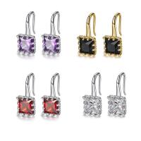 Brass Drop Earring plated fashion jewelry & for woman & with cubic zirconia nickel lead & cadmium free Sold By Pair