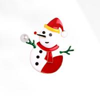 Broches de Navidad, aleación de zinc, con Perlas plásticas, Hombre de Nieve, chapado en color dorado, Diseño de Navidad & Joyería & para mujer & esmalte, libre de níquel, plomo & cadmio, 52x55mm, Vendido por UD
