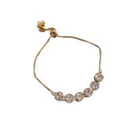 Rhinestone Bracelet Zinc Alloy gold color plated fashion jewelry & for woman & with rhinestone golden nickel lead & cadmium free Length Approx 23 cm Sold By PC