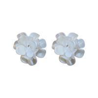 Boucle d'oreille bijoux acrylique, fleur, bijoux de mode & pour femme, blanc, 30x30mm, Vendu par paire