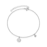 Fashion Sterling Silver Anklet, 925 Sterling Silver, platinum plated, Adjustable & for woman, original color, Sold By PC