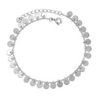 Fashion Sterling Silver Anklet 925 Sterling Silver platinum plated Adjustable & for woman original color 240mm Sold By PC