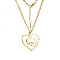 Titanstahl Halskette, Herz, plattiert, unisex & hohl, keine, 34.80x33mm, Länge:ca. 19.68 ZollInch, verkauft von PC