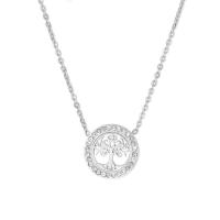 Titanium Steel Necklace Flat Round plated micro pave cubic zirconia & for woman & hollow Length Approx 19.68 Inch Sold By PC