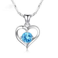 Cubic Zirconia Micro Pave 925 Sterling Silver Pendant, Heart, platinum plated, micro pave cubic zirconia, more colors for choice, 19x15mm, Sold By PC