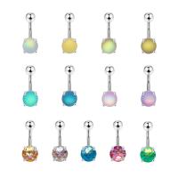Stainless Steel Belly Ring, 304 Stainless Steel, with Acrylic, fashion jewelry & Unisex, more colors for choice, 1.6x10mm, 5mm, 8mm, Sold By PC
