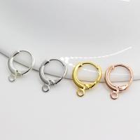 925 Sterling Silver Huggie Hoop Earring Finding Round plated DIY 14.90mm Approx 1.7mm Sold By Pair