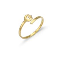 Палец кольцо из нержавеющей стали, Нержавеющая сталь 304, Луна и звезды, Регулируемый & Женский, золотой, продается PC