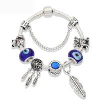 Evil Eye Jewelry Bracelet Brass silver color plated & Unisex & with rhinestone nickel lead & cadmium free Sold By PC
