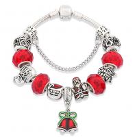 European Bracelet Brass silver color plated Christmas Design & Unisex & enamel & with rhinestone nickel lead & cadmium free Sold By PC