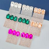 Rhinestone Earring Zinc Alloy plated fashion jewelry & for woman & with glass rhinestone & with rhinestone Sold By Pair