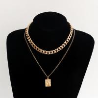 Multi Layer Necklace Zinc Alloy with 10cm extender chain gold color plated Double Layer & fashion jewelry & for woman golden 20mm Length 47 cm Sold By PC
