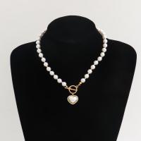 Collana di perle in plastica, lega in zinco, with Perle di plastica ABS, placcato color oro, gioielli di moda & per la donna, due diversi colori, 20mm, Venduto per 42 cm filo