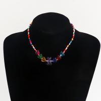Glas Seed pärlor halsbandet, Zink Alloy, med Seedbead & Harts, plated, mode smycken & olika stilar för val & för kvinna, fler färger för val, Säljs av Strand