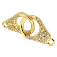 Cubic Zirconia Micro Pave Brass Connector gold color plated fashion jewelry & DIY & micro pave cubic zirconia & for woman golden 29mm Approx 1.5mm Sold By Lot