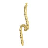 Cubic Zirconia Micro Pave Brass Connector, gold color plated, fashion jewelry & DIY & micro pave cubic zirconia & for woman, golden, 33x8x2mm, Hole:Approx 1mm, 10PCs/Lot, Sold By Lot