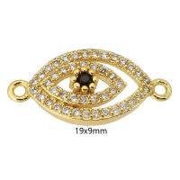 Evil Eye Connector, Brass, gold color plated, fashion jewelry & DIY & evil eye pattern & micro pave cubic zirconia & for woman, golden, 19x9x3mm, 10PCs/Lot, Sold By Lot
