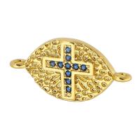Cubic Zirconia Micro Pave Brass Connector, gold color plated, fashion jewelry & DIY & micro pave cubic zirconia & for woman, blue, 21x10.50x2mm, Hole:Approx 1mm, 10PCs/Lot, Sold By Lot
