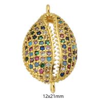 Cubic Zirconia Micro Pave Brass Connector, gold color plated, fashion jewelry & DIY & micro pave cubic zirconia & for woman, multi-colored, 12x21x6mm, Hole:Approx 1mm, 10PCs/Lot, Sold By Lot