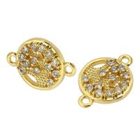 Cubic Zirconia Micro Pave Brass Connector Round gold color plated fashion jewelry & DIY & micro pave cubic zirconia & for woman golden Approx 1mm Sold By Lot
