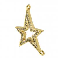 Cubic Zirconia Micro Pave Brass Connector Star gold color plated fashion jewelry & DIY & micro pave cubic zirconia & for woman golden Approx 1.5mm Sold By Lot