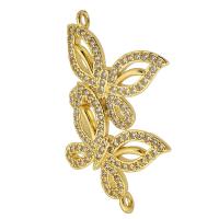 Cubic Zirconia Micro Pave Brass Connector Butterfly gold color plated fashion jewelry & DIY & micro pave cubic zirconia & for woman golden Approx 1.5mm Sold By Lot
