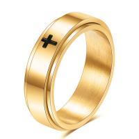 Пальцевидное Кольцо Титановой Стали, титан, плакирован золотом, ювелирные изделия моды & Мужская & разный размер для выбора, Много цветов для выбора, 6mm, продается PC