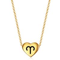 Titanium Steel Necklace with 5 extender chain Heart gold color plated fashion jewelry & for woman Length 45 cm Sold By PC