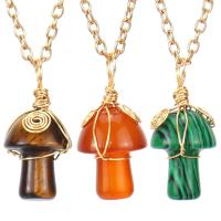 Natural Gemstone Necklace Brass with Natural Stone gold color plated & for woman nickel lead & cadmium free 20mm Length Approx 51 cm Sold By PC