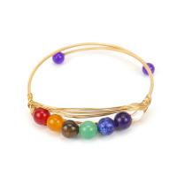 Gemstone Bracelets, Brass, with Natural Stone, gold color plated, Adjustable & different materials for choice & Unisex, more colors for choice, nickel, lead & cadmium free, Inner Diameter:Approx 57mm, Sold By PC
