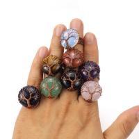 Natural Gemstone Finger Ring, Brass, with Natural Stone, antique copper color plated, Adjustable & different materials for choice & for woman, more colors for choice, nickel, lead & cadmium free, 20mm, Inner Diameter:Approx 20mm, Sold By PC