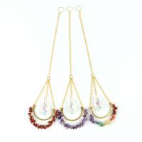 Hanging Ornaments, Brass, with Natural Stone & Crystal, Teardrop, gold color plated, different materials for choice & faceted, more colors for choice, nickel, lead & cadmium free, 250mm, Sold By PC