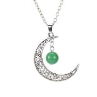 Natural Gemstone Necklace Zinc Alloy with Natural Stone Moon silver color plated & for woman & hollow nickel lead & cadmium free Length Approx 38 cm Sold By PC
