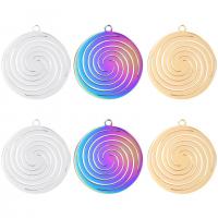 Stainless Steel Pendants, 304 Stainless Steel, Flat Round, Vacuum Ion Plating, Unisex & different styles for choice, more colors for choice, 22x25mm, Length:Approx 50 cm, Sold By PC