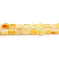 Natural Chalcedony Bead, barrel, polished, dyed & DIY, yellow, 6x9mm, Approx 43PCs/Strand, Sold By Strand