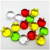 Transparent akryl perler, Apple, du kan DIY & ingen hul, flere farver til valg, 24x22mm, 500G/Bag, Solgt af Bag