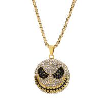 Zinc Alloy Jewelry Necklace with 304 Stainless Steel Chain emotion plated Unisex & enamel & with rhinestone nickel lead & cadmium free Length 27.56 Inch Sold By PC