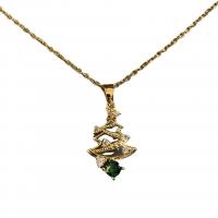 Titanová ocel náhrdelník, Titanium ocel, Vánoční strom, 18K pozlacené, Vánoční design & micro vydláždit kubické zirkony & pro ženy, zlatý, Délka 18.5 inch, Prodáno By PC