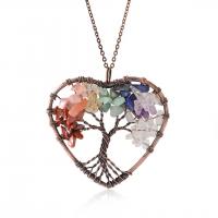 Gemstone Pendants Jewelry with Brass Tree antique copper color plated fashion jewelry mixed colors Sold By PC
