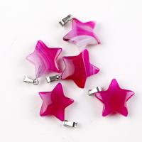 Agate Jewelry Pendants, with Brass, Star, silver color plated, fashion jewelry, more colors for choice, 20mm, Sold By PC