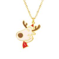 Stainless Steel Pendants 304 Stainless Steel 18K gold plated Christmas Design & enamel golden Sold By PC
